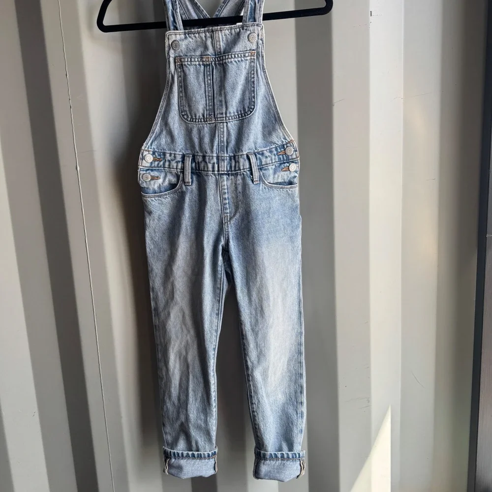 Old Navy Denim Overalls Kids Size M 8 Light Wash Blue 90s Aesthetic Streetwear